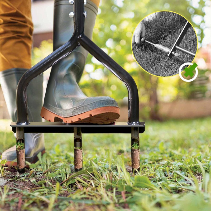 Jardineer Manual Push Lawn Aerator Coring Tool, Plug Aerators with