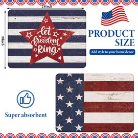 SiliFine 2 Pcs 4th of July Dish Drying Mat for Kitchen, Independence Day Dish Absorbent Microfiber Mat Counter 18 x 24 Inch Dish Draining Mat Drying Mat Reusable Washable Dish Rack Pad