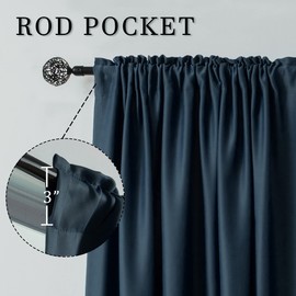 DUALIFE Midnight Blue Blaclout Curtains 84 Inch for Bedroom Windows - Floor Length Rod Pocket Thermal Insulated Noise Reducing Curtains for Living Room Set of 2 Panels (Dark Navy 54x84)