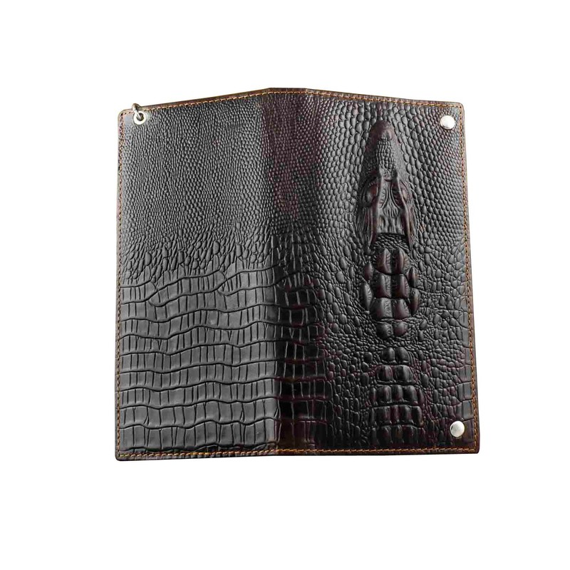 crazy hunter Mens Long Crocodile Head Motorcycle Punk Leather Wallet