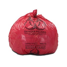 24" x 23" x 1.3 mil 8 to 10 Gallon Red Plastic Biohazard Infectious Waste Can Liners (500/case)