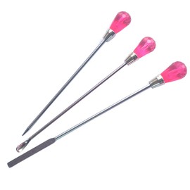 3Pcs Nail Art Stirring Spoon Spatula Needle Stick Nail Manicure Stirring Rods DIY Tools for Acrylic Powder Liquid Mixing UV Gel Dotting Rhinestone Nail Art Tools Kit for Salon and Person Use, Rose Red