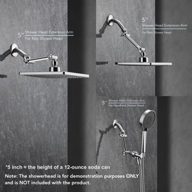 5 Inch Adjustable Shower Head Extension Arm With Locking Set Screw, Singing Rain Brass Chrome Angle Height Adjustable, Easy To Install, G1/2 Universal Connector Compatible (Chrome Finish)