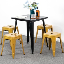 Vogue Furniture Direct 18 Inch Industrial Metal Stools Set of 4, Counter Height Industrial Stools, Stackable Backless Design for Kitchen Island, Bar & Patio, Indoor/Outdoor Use