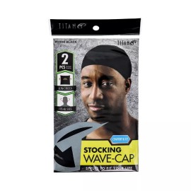 Titan Stocking Wave Cap Black 2 Pack