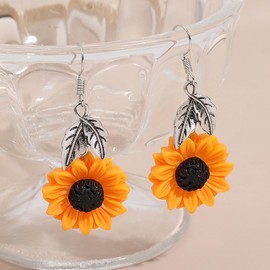 Sunflower Earrings for Women Bohemian Sunflower Dangle Drop Earrings Flower Statement Earring Trendy Sunflower Jewelry Gift for Women