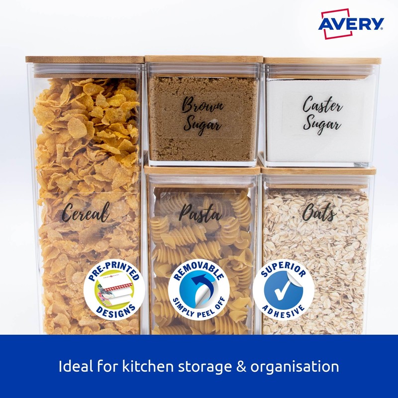 Avery Rectangle Clear A6 Pantry Labels - Food Storage Stickers