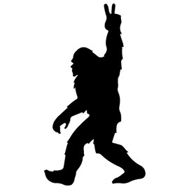 Bigfoot Peace Sign Hand (Facing Left) Sasquatch Peace Symbol Vinyl Cutout Sticker Rub On Decal 2.5-by-4.5 Inches (Sky Blue)