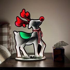 Elumina Decor - Reindeer Infinity Mirror Light with Stand - LED Christmas Decoration - USB-Powered - Reindeer 3D LED Infinity Light - Indoor Seasonal Holiday Decor for Windows or Tables - 14" x 22"