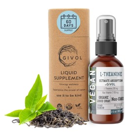 GIVOL 200mg L-Theanine & 150mg Vitamin C Liquid Spray for Kids & Adults - Real Peach Extract Flavor - Non-GMO, Gluten Free, Sugar Free, Alcohol Free, All Natural - 2 Fl Oz 60 Days Supply
