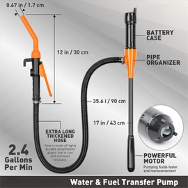 Enhanced Portable Power Battery Pump for Efficient Fuel and Water Transfer,Fuel Transfer Pump Battery Powered, Gasoline Transfer Pump, Ideal for Gas, Diesel, and More (Orange and Black)