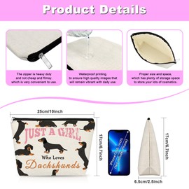 Inspirational Weiner Dog Gifts for Women Makeup Bag Dachshund Gifts for Women Puppy Lover Birthday Christmas Valentine's Day Gift for Dachshund Dog Mom Sister Daughter Her Cosmetic Bag with Zipper