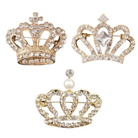 NIDHFG 3 Pieces Crown Brooch, Rhinestone Brooch, Apparel Accessories, Ele Brooch, Shiny Brooch, Ladies Brooch.
