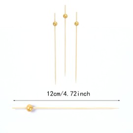 200 Pcs Cocktail Picks,4.7 Inch Fancy Toothpicks,Disco Ball Decorative Toothpicks for Appetizers Drinks Party Fruit,Gold Pearl Mini Food Picks Decorative