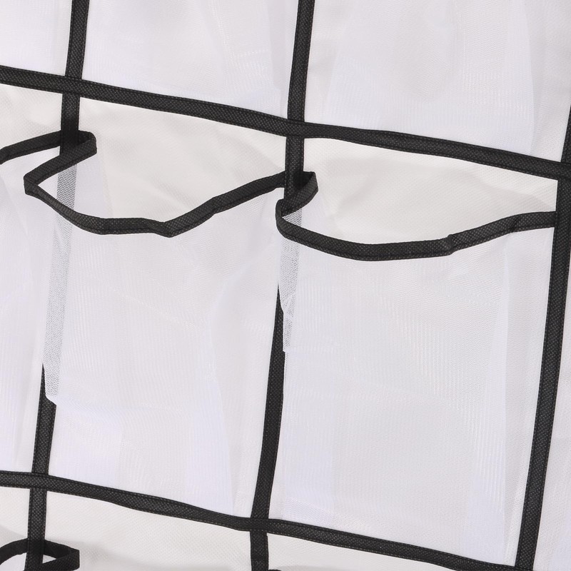 Large Hanging Shoe Organizer, 24 White Mesh Pockets Over the