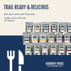 Harmony House Trail Ready Gourmet Soup and Chili Pack – 18 Count Variety Pack, Resealable Zip Pouches, For Cooking, Camping, Emergency Supply and More