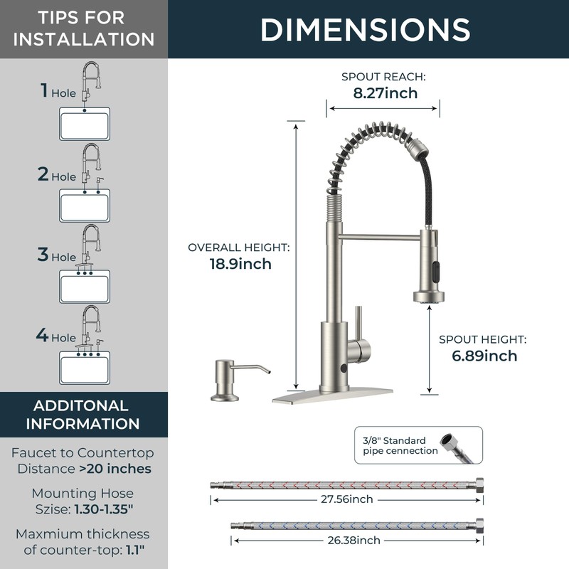 FORIOUS Touchless Kitchen Faucet with Soap Dispenser, Motion Sensor Activated