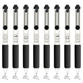 BAYTORY 8Pcs Aesthetic Retractable Gel Pens, Black Ink 0.5mm Fine Point Pen for Journaling & Planner, School & Office Supplies, Smooth Writing (Black)