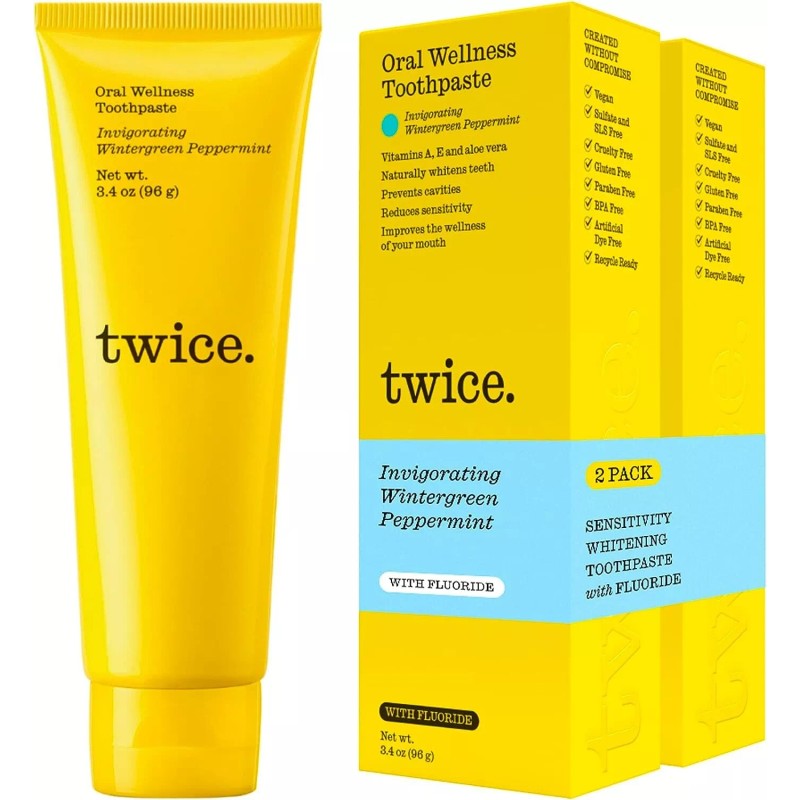 Twice Toothpaste - Sensitive Teeth Whitening Toothpaste - SLS Free-Wintergre