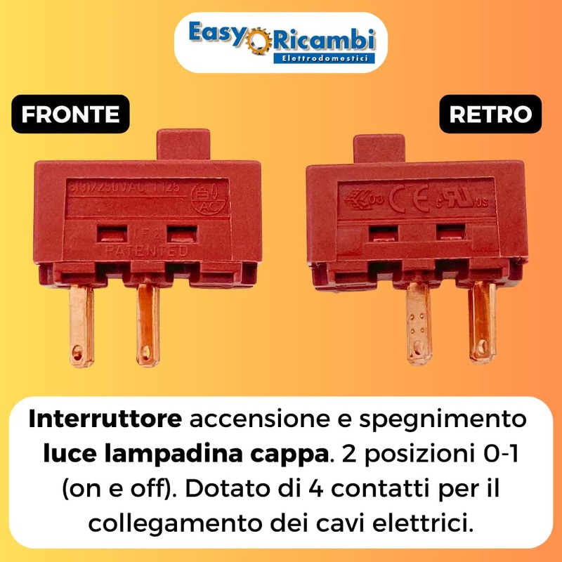 Easyricambi - 2 Position 0-I Switch for Cooker Hood -