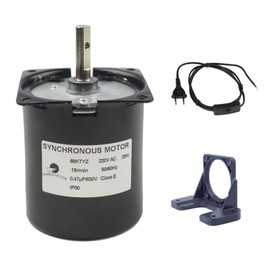 CHANCS 68KTYZ 15RPM 220V Geared Motor Synchronous and High Hardness Bracket and Power Cord Switch Plug