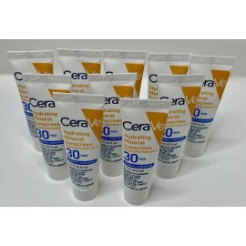 CeraVe Hydrating Mineral Sunscreen SPF 30 Face Lotion Travel Sz Lot X 10