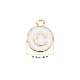 MECCANIXITY Alphabet C Letter Charm Double Sided Enamel Initial Alphabet Pendant White, for Necklace Bracelet Earring Jewelry Making, Pack of 20