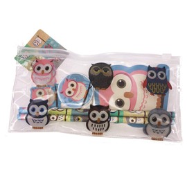 Cute Owl Pencil Case and 5 Piece Stationery Set. Great Class Gift/Party Bag Filler/Stocking Filler