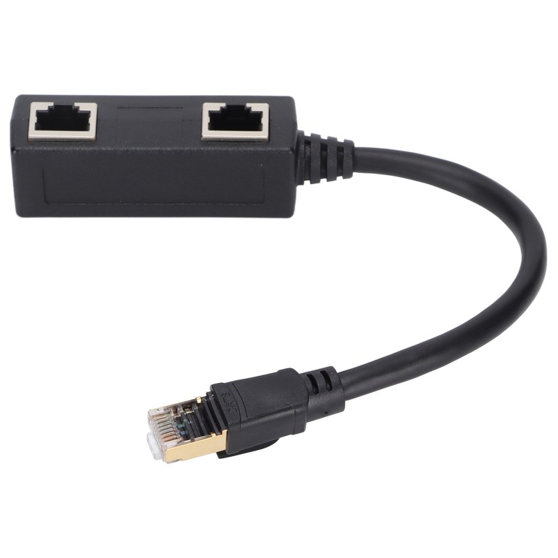 Ethernet Splitter Practical Stable Reliable Durable Black CAT8 Network Cable