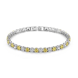 CERSLIMO Bracelets for Womens Girls Ladies - Silver Tennis Bracelet, 14K White Gold Plated Cubic Zirconia Bracelet | Classic Elegant Tennis Bracelets for Women Jewelry Gifts Birthday Christmas, Yellow