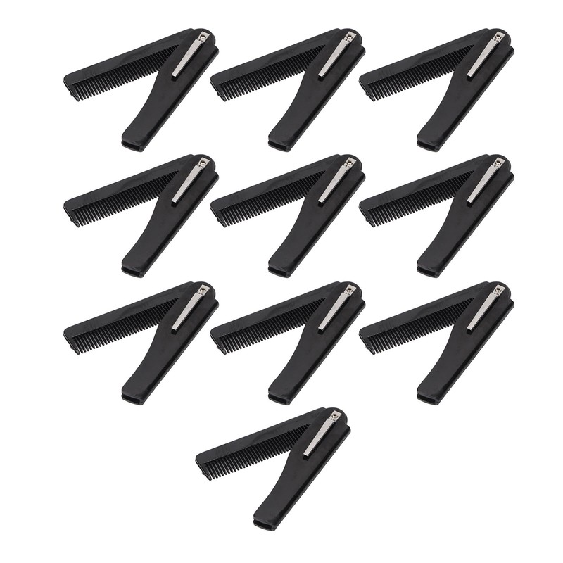 10Pcs Folding Comb Black Fine Teeth Durable Plastic Pocket Size
