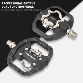MTB Pedals SPD Flat Dual Platform with Cleats - Compatible with Shimano SPD Clipless Bike Pedals, 3 Sealed Bearing Lightweight Nylon Fiber Bicycle Pedal for Gravel BMX City Bike 9/16" M21