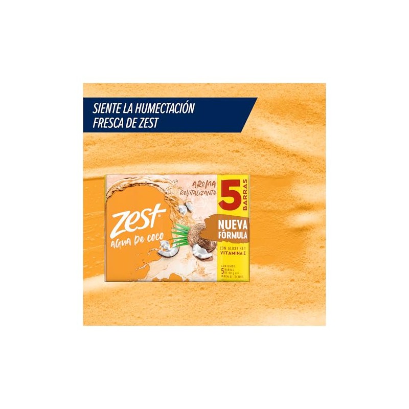 ZEST Jabón en Barra Agua de Coco y Agave, 5pack