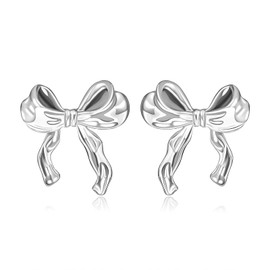 Gold Silver Bow Earrings for Women Cute Ribbon Earrings Silver Bow Stud Earring Christmas Bow Earrings for Women Christmas Birthday Party Jewelry Gifts