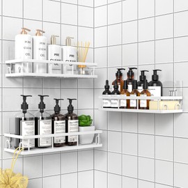 UUlioyer Shower Caddy, Shower Shelf No Drilling, Bathroom Accessory- Bath Storage for Shampoo (White-3 Pack)