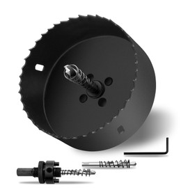 4-5/16"丨110mm Hole Saws with Heavy Duty Arbor HSS Bi-Metal Hole Cutter Drill Bit for Wood Cornhole Boards Plastic Drywall Metal Fiberboard(Black)