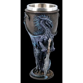 Dragon Fantasy Drinking Goblet - Stone Blade Design by Ruth Thompson | Wine Cup Decorative Item with Stainless Steel Insert H 18 cm