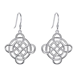 FANZE 925 Sterling Silver Irish Good Luck Celtic Knot Dangle Earrings for Women Jewelry Gift for Chrismas Thanksgiving Valentines Saint Patrick's Day