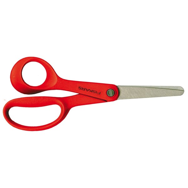 Fiskars Children's Scissors for Left-handed Users, 8 Years or Older Length: 13 cm, Stainless Steel Blade/Plastic Handles, Red, Classic, 1005169
