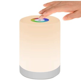 Luz de Noche Recargable, MCSWKEY Luz de Nocturna LED 6 Colores LED Lámparas de Mesa Inteligente para Bebe, Control Tactil, Regulable, Cambio de Color RGB para Niños, Habitación, Cámping (Blanco Cálido)