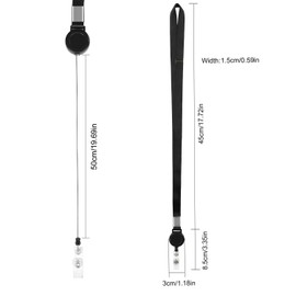 Fushing 5 Pcs Retractable Reels Key Chains Lanyards Neck Strap Band for ID Badge Holder for Business School Event (Black)