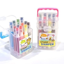 12-Color Stamp Sign Pen Set / 12색 도장 사인펜 스탬프 싸인펜 세트