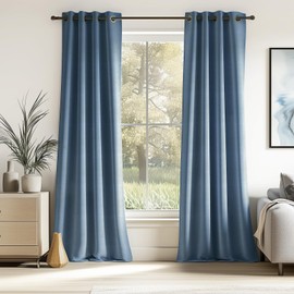 Topfinel Slate Blue 96 Inches Long Velvet Room Darkening Curtains,Dusty Blue Noise Reducing Black Out Elegant Thermal Insulated Light Blocking Privacy Curtains 2 Panels,96 inches Length