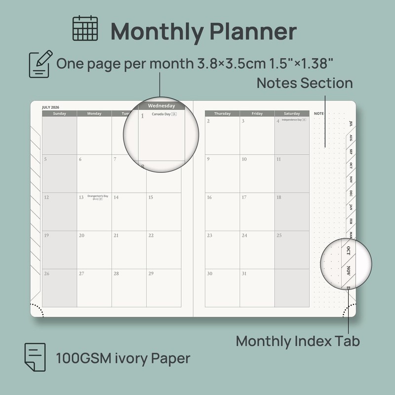 POPRUN Planner 2026-2027 (Size 6.75"x 8.75"), Academic Year Weekly Planner
