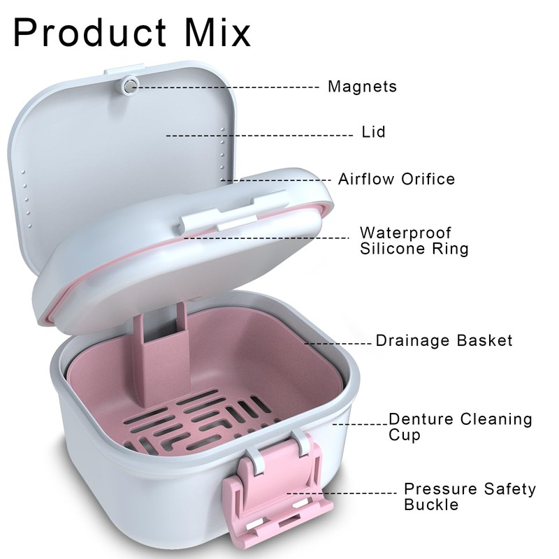 BVN Leakproof Denture Cup, Upgraded Carrying Storage, Denture Cup for