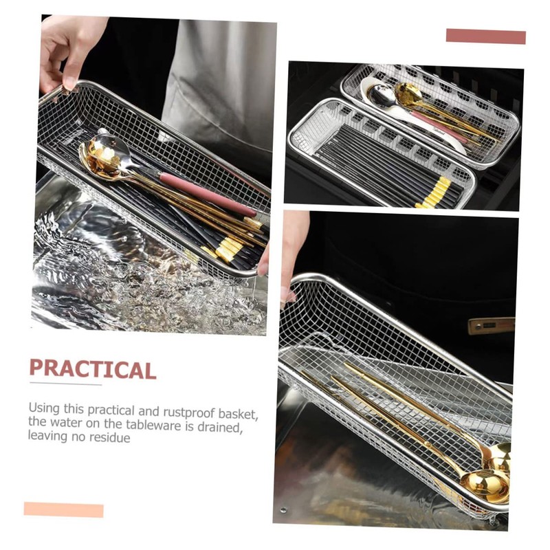 TEHAUX 2Pcs Stainless Steel Dishwasher Basket Durable Cutlery Holder with