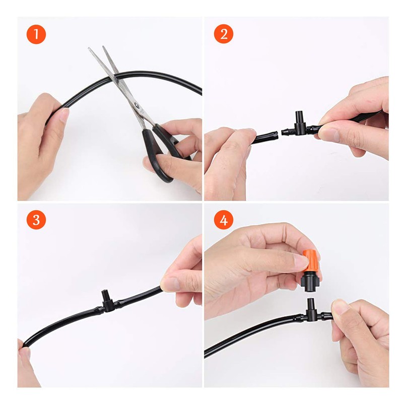 40 Pieces Watering Dripper with T-Joints, Adjustable Micro Drip Irrigation,