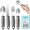 Nourislif Adaptive Utensils 4pcs For Hand Tremors,Elderly, Arthritis,Parkinsons-Built Up Utensils