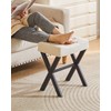 IBUYKE U-Shaped Linen Vanity Stool, Square Makeup Chair with X-Leg,