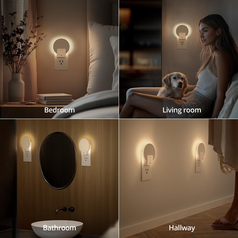 Lyridz Plug in LED Backlit Night Light with Auto Dusk
